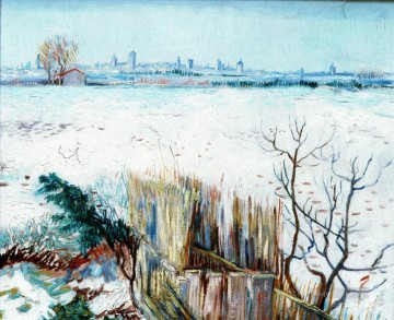 雪 Painting - アルルを背景にした雪景色 2 フィンセント・ファン・ゴッホ